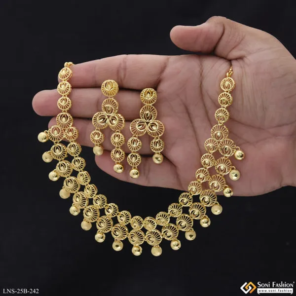 1_Gram_Gold_Plated_Graceful_Design_Necklace_Set_For_Women_Style_B242