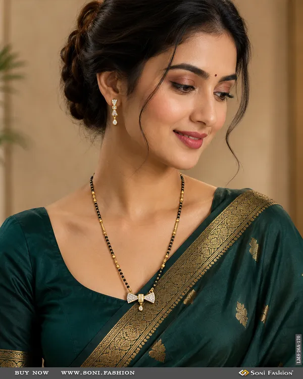 1_Gram_Gold_Plated_With_Diamond_Cool_Design_Mangalsutra_Set_For_Women_Style_A170