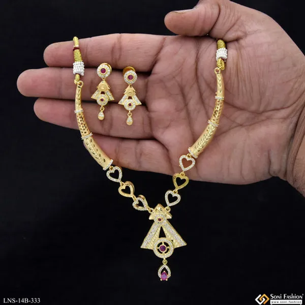 Fancy_Design_Gold_Plated_Necklace_Set_For_Women_Style_B333
