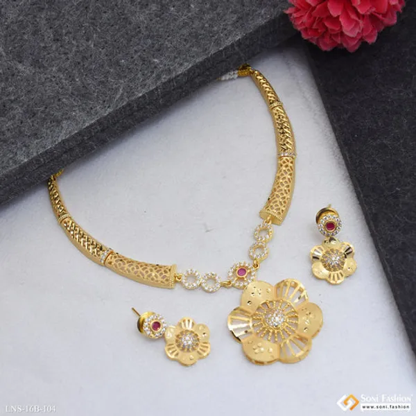 Magnificent_Design_Gold_Plated_Necklace_Set_For_Women_Style_B104