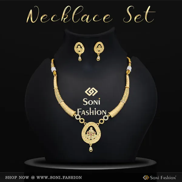 Finely_Detailed_Gold_Plated_Necklace_Set_For_Women_Style_B108