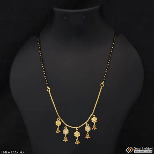 1_Gram_Gold_Plated_With_Diamond_Artisanal_Design_Mangalsutra_For_Women_Style_A143