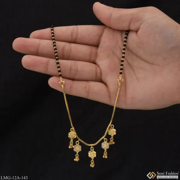 1_Gram_Gold_Plated_With_Diamond_Artisanal_Design_Mangalsutra_For_Women_Style_A143