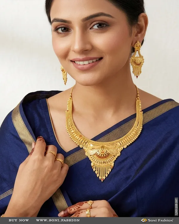 Eye_Catching_Design_Gold_Plated_Necklace_Set_For_Women_Style_B397