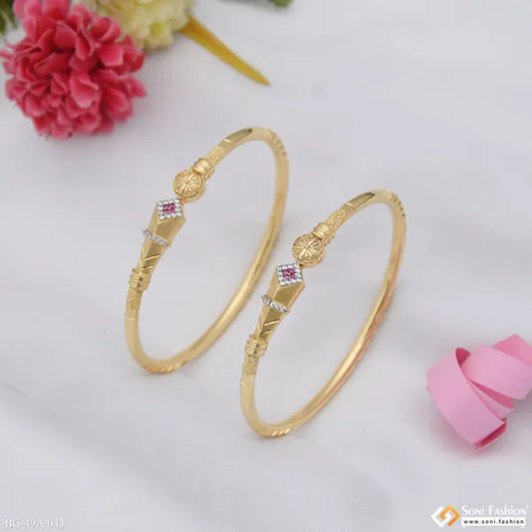 1_Gram_Gold_Plated_Lovely_Design_Bangles_For_Women_Style_A043