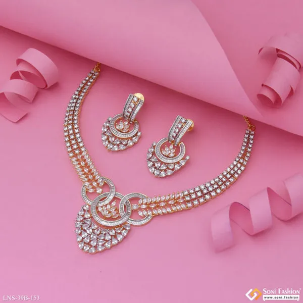 Fashion_Forward_Gold_Plated_Diamond_Necklace_Set_For_Ladies_Style_B153