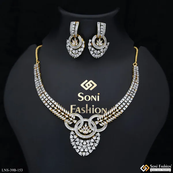 Fashion_Forward_Gold_Plated_Diamond_Necklace_Set_For_Ladies_Style_B153