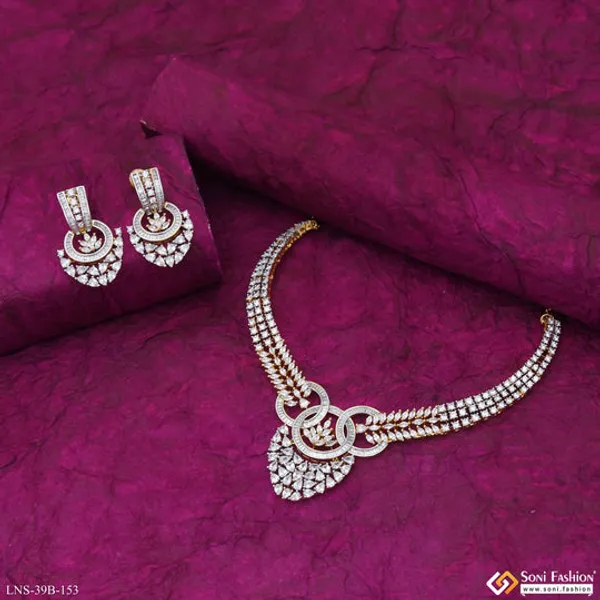 Fashion_Forward_Gold_Plated_Diamond_Necklace_Set_For_Ladies_Style_B153