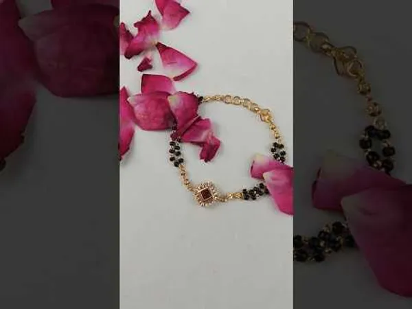 1_Gram_Gold_Plated_Red_Stone_New_Style_Mangalsutra_Bracelet_For_Women_Style_A368