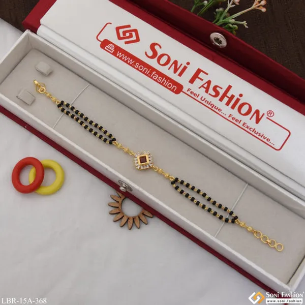 1_Gram_Gold_Plated_Red_Stone_New_Style_Mangalsutra_Bracelet_For_Women_Style_A368