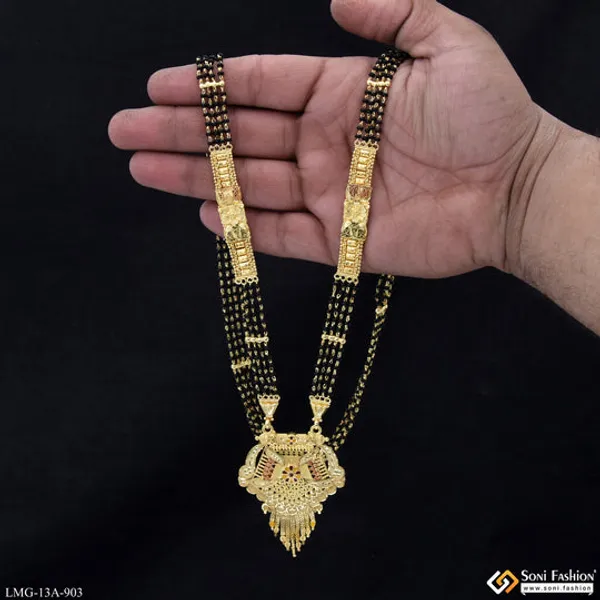 4_Line_Casual_Design_Gold_Plated_Mangalsutra_For_Women_Style_A903