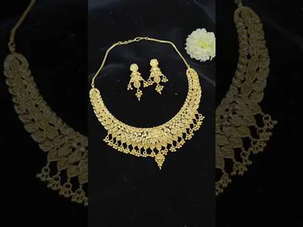 1_Gram_Gold_Plated_Sparkling_Design_Necklace_Set_For_Women_Style_B244