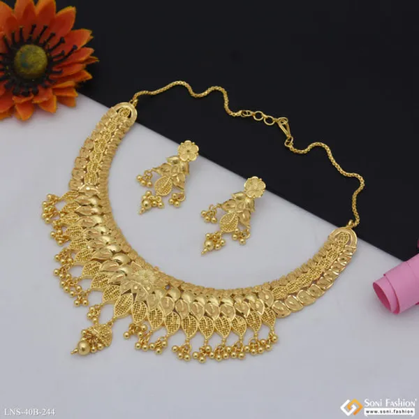 1_Gram_Gold_Plated_Sparkling_Design_Necklace_Set_For_Women_Style_B244