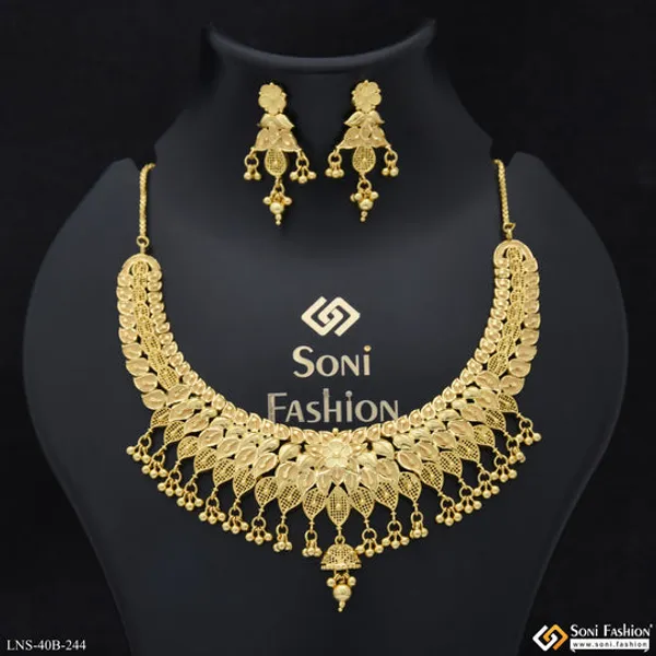 1_Gram_Gold_Plated_Sparkling_Design_Necklace_Set_For_Women_Style_B244