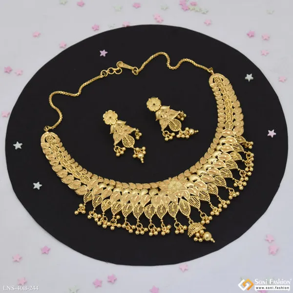 1_Gram_Gold_Plated_Sparkling_Design_Necklace_Set_For_Women_Style_B244