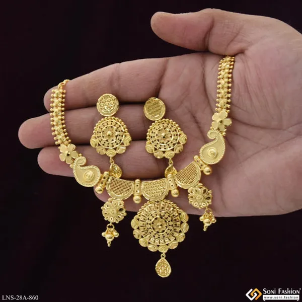 1_Gram_Gold_Plated_Graceful_Design_Necklace_Set_For_Women_Style_A860