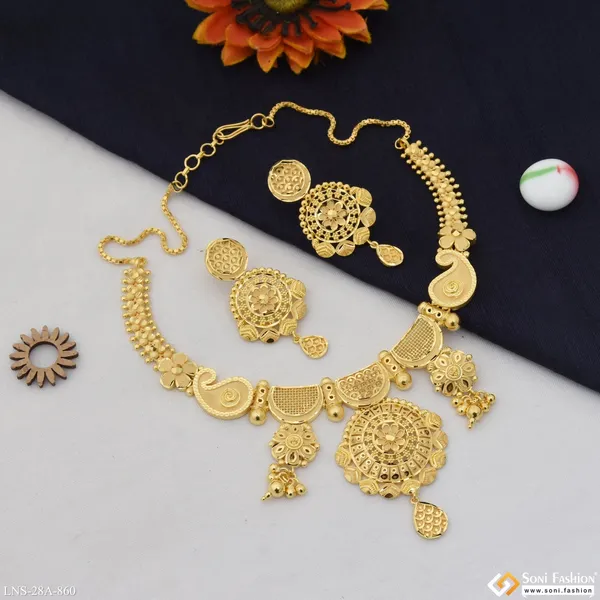 1_Gram_Gold_Plated_Graceful_Design_Necklace_Set_For_Women_Style_A860