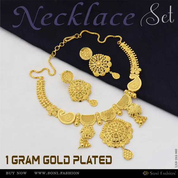 1_Gram_Gold_Plated_Graceful_Design_Necklace_Set_For_Women_Style_A860