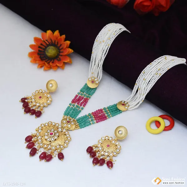 Chic_Design_Gold_Plated_Antique_Necklace_Set_For_Women_Style_B124