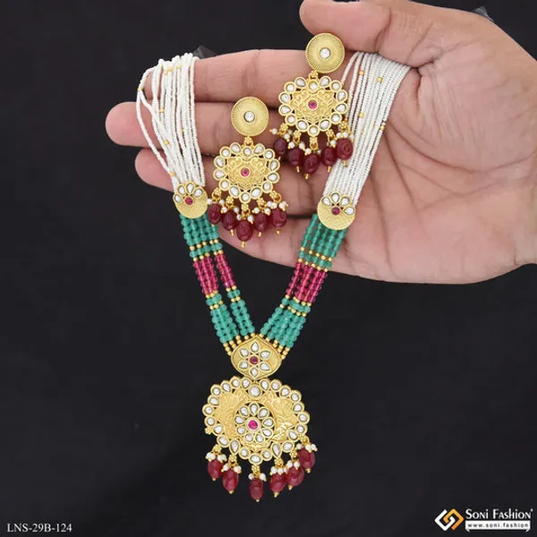 Chic_Design_Gold_Plated_Antique_Necklace_Set_For_Women_Style_B124