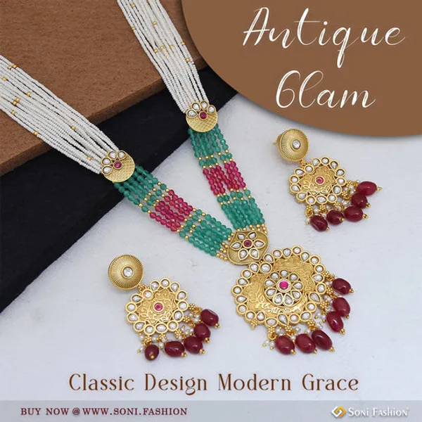 Chic_Design_Gold_Plated_Antique_Necklace_Set_For_Women_Style_B124