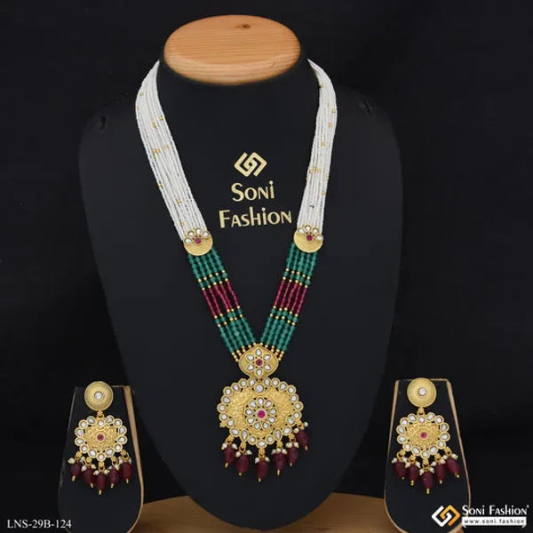 Chic_Design_Gold_Plated_Antique_Necklace_Set_For_Women_Style_B124