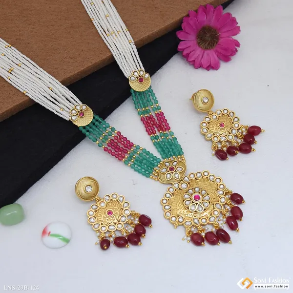 Chic_Design_Gold_Plated_Antique_Necklace_Set_For_Women_Style_B124