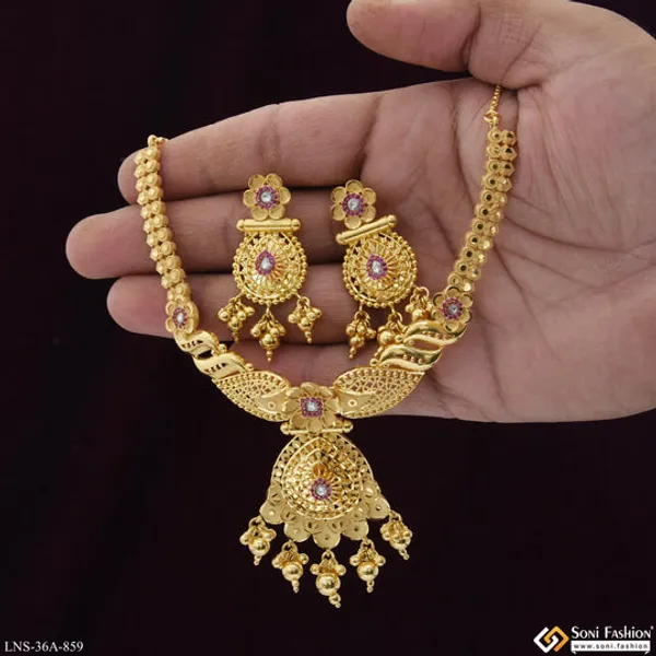 1_Gram_Gold_Plated_Latest_Design_Necklace_Set_For_Women_Style_A859