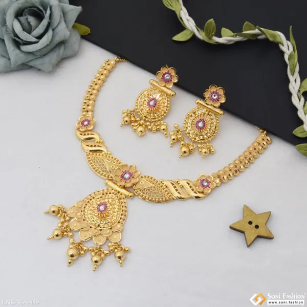 1_Gram_Gold_Plated_Latest_Design_Necklace_Set_For_Women_Style_A859