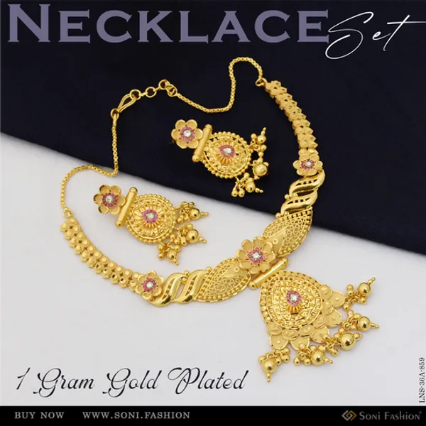 1_Gram_Gold_Plated_Latest_Design_Necklace_Set_For_Women_Style_A859