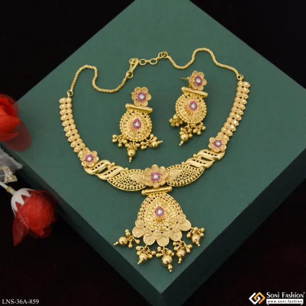 1_Gram_Gold_Plated_Latest_Design_Necklace_Set_For_Women_Style_A859