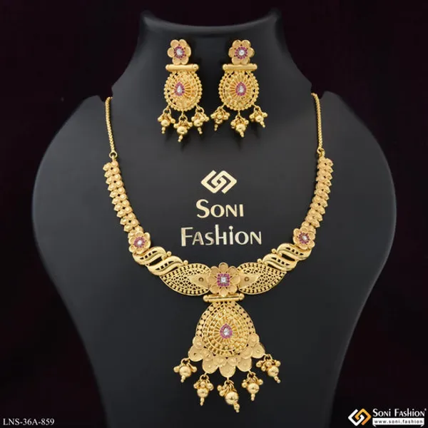 1_Gram_Gold_Plated_Latest_Design_Necklace_Set_For_Women_Style_A859