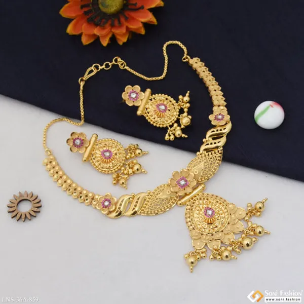 1_Gram_Gold_Plated_Latest_Design_Necklace_Set_For_Women_Style_A859