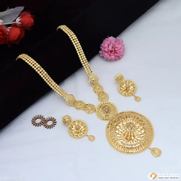 1_Gram_Gold_Plated_Dazzling_Design_Necklace_Set_For_Women_Style_B294