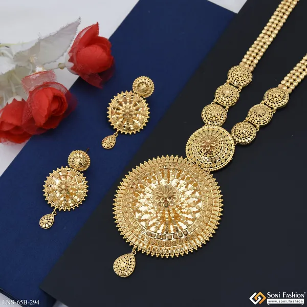 1_Gram_Gold_Plated_Dazzling_Design_Necklace_Set_For_Women_Style_B294