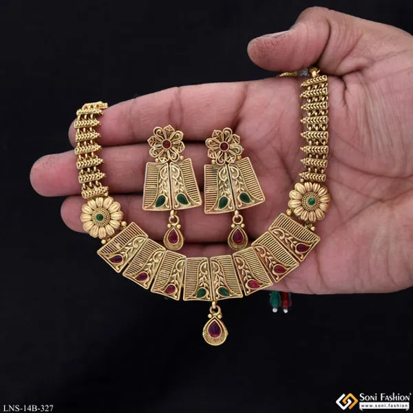 Designer_Gold_Plated_Antique_Necklace_Set_For_Women_Style_B327