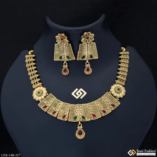 Designer_Gold_Plated_Antique_Necklace_Set_For_Women_Style_B327