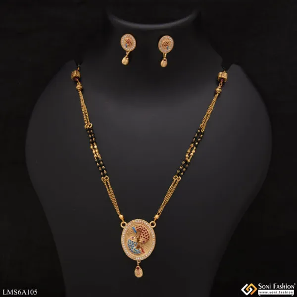 Fish_In_Round_With_Diamond_Border_Beautiful_Design_Gold_Plated_Mangalsutra_Set_Style_Lmsa105