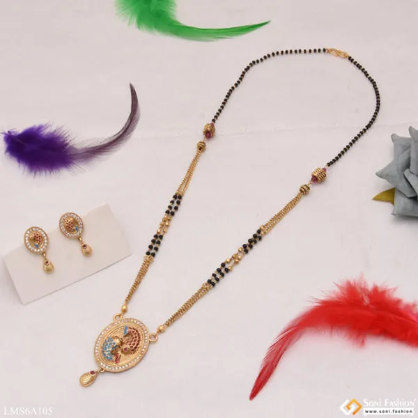 Fish_In_Round_With_Diamond_Border_Beautiful_Design_Gold_Plated_Mangalsutra_Set_Style_Lmsa105
