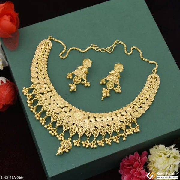 1_Gram_Gold_Plated_Classic_Design_Necklace_Set_For_Women_Style_A866