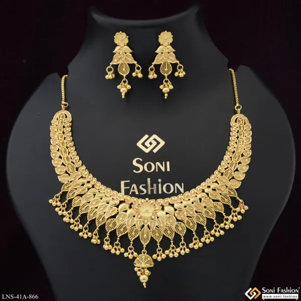 1_Gram_Gold_Plated_Classic_Design_Necklace_Set_For_Women_Style_A866