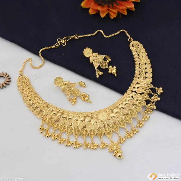 1_Gram_Gold_Plated_Classic_Design_Necklace_Set_For_Women_Style_A866
