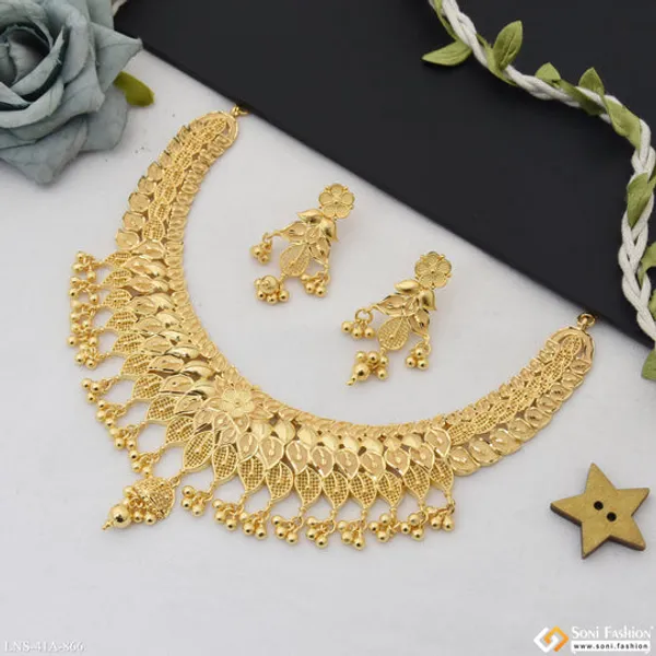 1_Gram_Gold_Plated_Classic_Design_Necklace_Set_For_Women_Style_A866