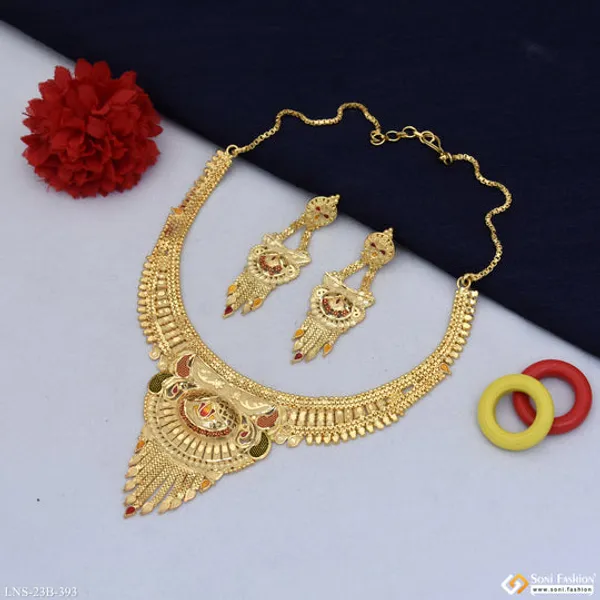 Magnificent_Design_Gold_Plated_Necklace_Set_For_Women_Style_B393