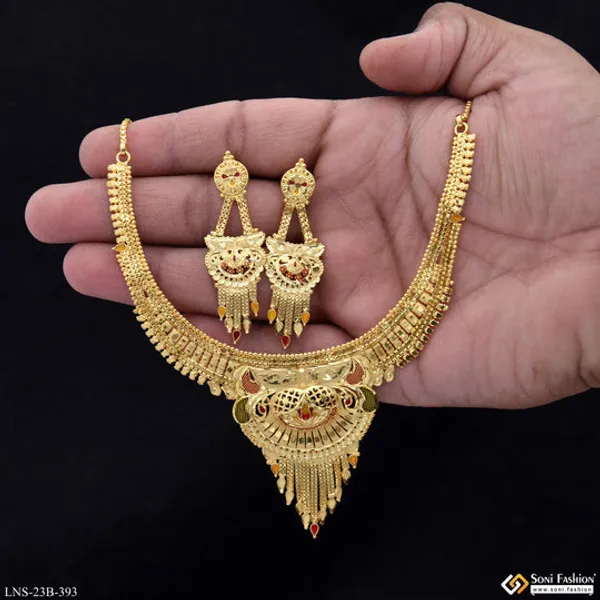 Magnificent_Design_Gold_Plated_Necklace_Set_For_Women_Style_B393