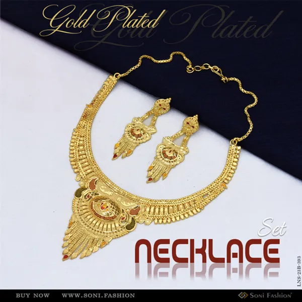 Magnificent_Design_Gold_Plated_Necklace_Set_For_Women_Style_B393