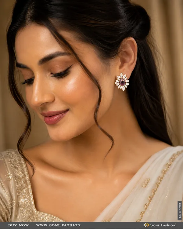 Light_Pink_Stone_With_Diamond_Designer_Gold_Plated_Earrings_For_Lady_Style_A062