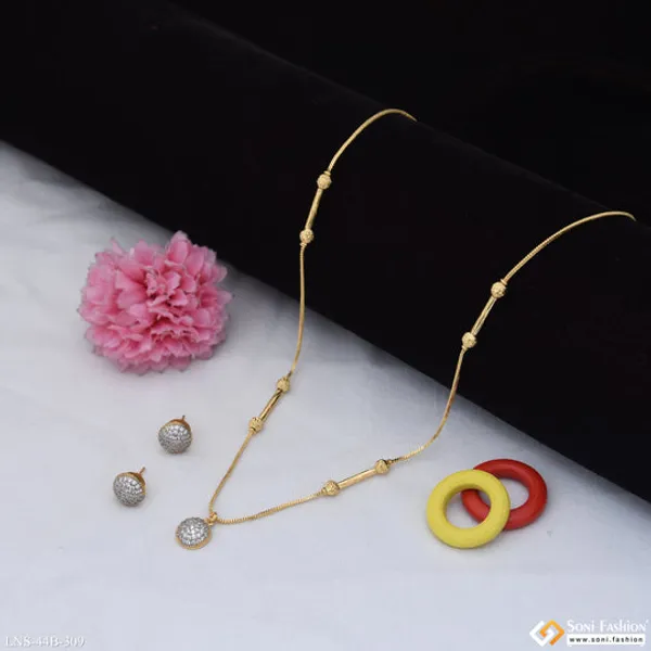 1_Gram_Gold_Plated_Opulent_Design_Necklace_Set_For_Ladies_Style_B309