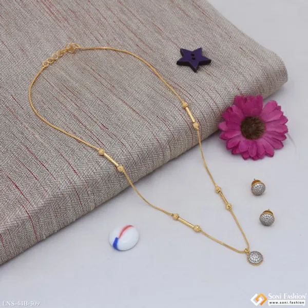 1_Gram_Gold_Plated_Opulent_Design_Necklace_Set_For_Ladies_Style_B309