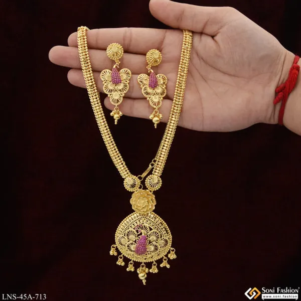 1_Gram_Gold_Plated_Eye_Catching_Design_Rani_Haar_Necklace_Set_For_Women_Style_A713
